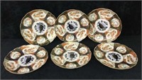 6 Large Japanese Imari Hand Painted Plates