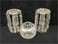 Crystal Glass Luster Candle Holders and Vase