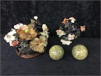 Jade Bonsai Flowers with Glass Paper Weights