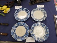 VINTAGE DEDHAM POTTERY PLATES, BLUE AND WHITE
