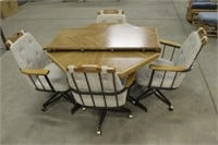 DINETTE TABLE WITH (1) LEAF AND (4) CHAIRS