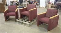 (3) RED PADDED CHAIRS