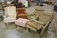 (4) CHAIRS AND FOOT STOOL