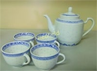 Vintage Handmade Tea Pot and Tea Cups