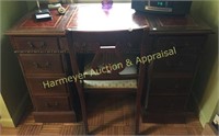 Knee Hole Desk & chair - leather inlay top