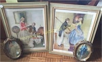 4 Prints - Victorian style parlor scenes