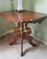 Walnut Side Table with carved legs & pedestal