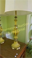 Matching heavy brass table lamps