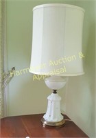 Table Lamp - whtite glass base with stars,