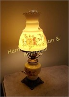Glass decorated lamp with brass base