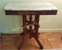 Marble top lamp with walnut & burl base