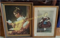 Little Emmie print in frame & lady reading