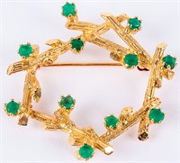 Jewelry 14kt Yellow Gold Emerald Wreath Brooch