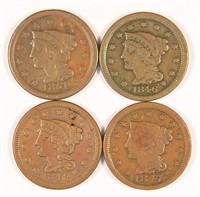 4 Different Large Cents.