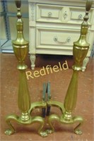 Antique Brass Fireplace Dogs Andirons