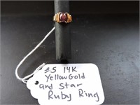 14K Yellow Gold and Star Ruby Ring