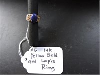 14K Yellow Gold and Lapis Ring