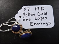 14k Yellow Gold and Lapis Earrings