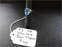 14K Yellow Gold Blue Topaz Ring