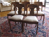 5 Mahogany Chairs with Damask Seats