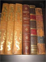 6 Volume Book Set, Assorted; Leather Spines