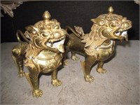 Pair of Brass Temple Dogs