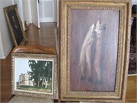 2 Paintings: House, and Fish