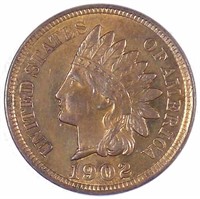 Choice 1902 Indian Cent With Reflective Fields.