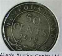 Newfoundland Silver Half Dollar -1919