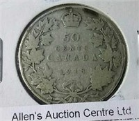 Canada Silver Half Dollar -1918