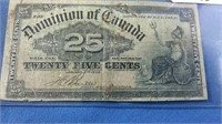 1900 Dominion Of Canada 25 Cent Note
