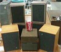 7 small stereo speakers lot