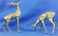 Brass Buck and Doe Deer Figures