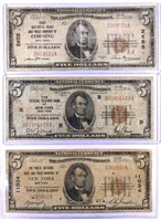 3 Pieces Of $5.00 National Currency from New York.