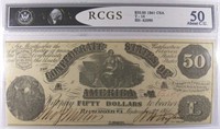 1861 $50.00 Confederate Note.