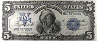 Choice About UNC 1899 $5.00 Silver Certificate.