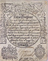 Exceedingly Rare 1744 Massachusetts "Tall" Bill.