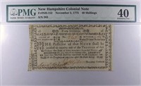 Rare New Hampshire 40 Shillings Colonial Note.