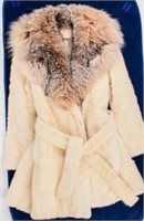 Wrubel & Kozin White Mink & Fox Fur Coat Jacket
