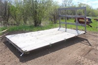 WOODEN HAY RACK WITH METAL EDGES APPROX 8FTx14FT