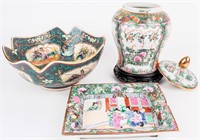 Chinese Porcelain Rose Medallion Teapots Vase Bowl