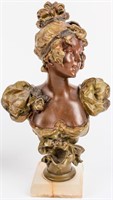 Vintage Victorian Bronzed Female Bust Statue