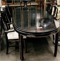 Furniture Black Lacquer Dining Table & 6 Chairs