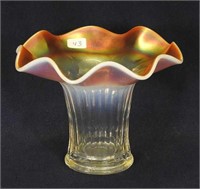 Thin Panel 4 1/2" ruffled top vase - peach opal