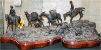 Charles Dixon Western Bronze Statue Hunting Horses
