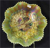 Peacocks ruffled bowl w/ribbed back - aqua opal