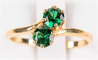 Jewelry 10kt Yellow Gold Green Stone Cocktail Ring