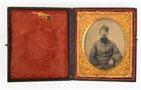 CIVIL WAR CASED 1/6 PLATE AMBRPTYPE OF A  SOLDIER