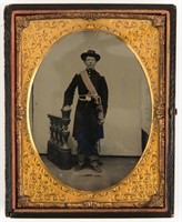 CIVIL WAR 1/2 PLATE COLORED TINTYPE UNION OFFICER