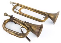 ANTIQUE MILITARY BUGLE LOT OF 2